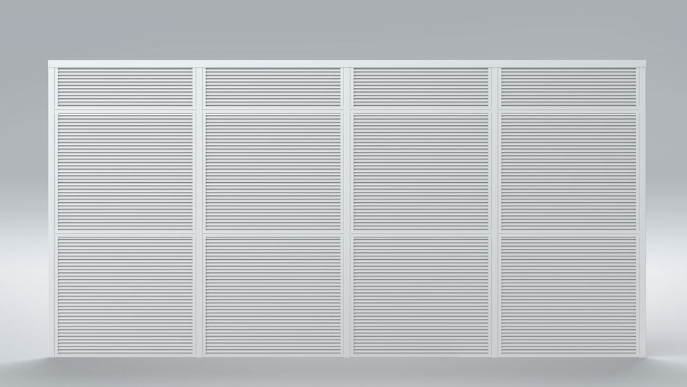 Louvre security cage panels render