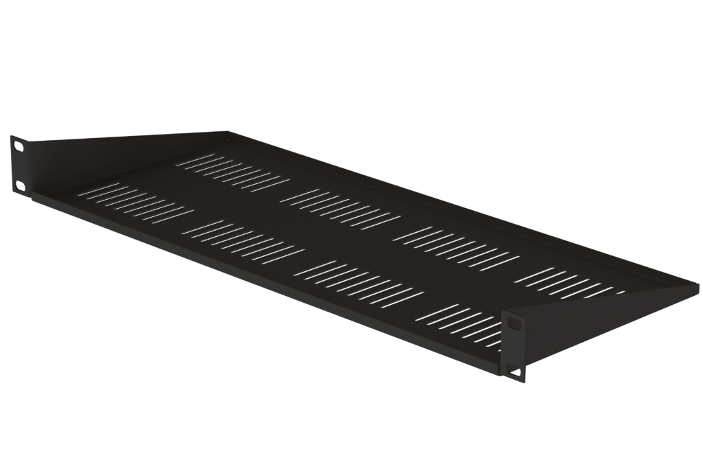 Black 19-inch cantilever rack shelf