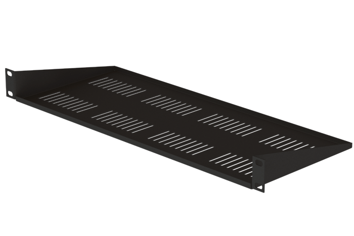 Black 19-inch cantilever rack shelf